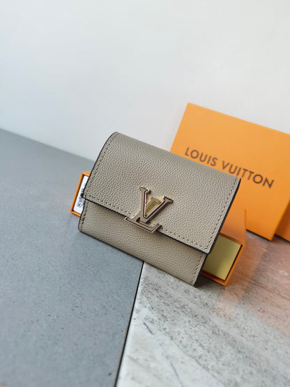 Compact Fold Wallet with Metal Logo Accent
