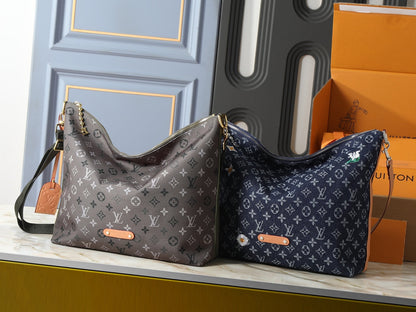 Monogram Print Slouchy Shoulder Bag