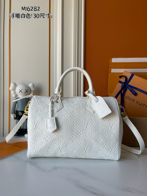 Classic White Monogram Boston Bag