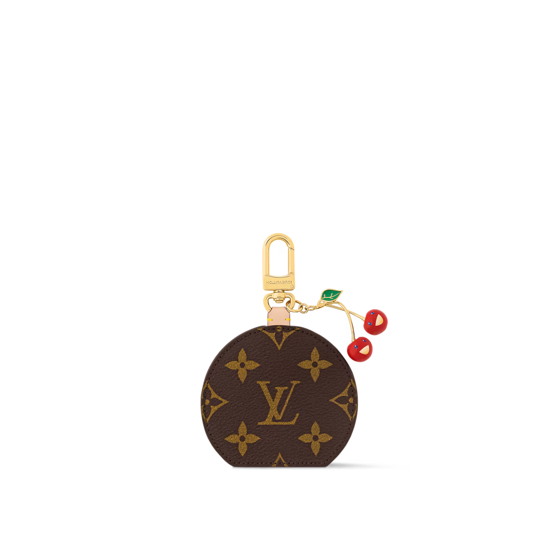 LV x TM Cerise LV Mini Mirror Bag Charm With Box